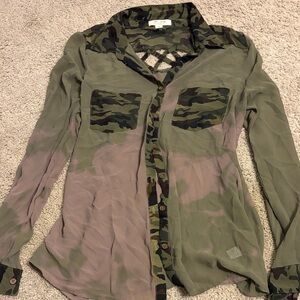 Zenana Outfitters Camouflage Button-Down Shirt